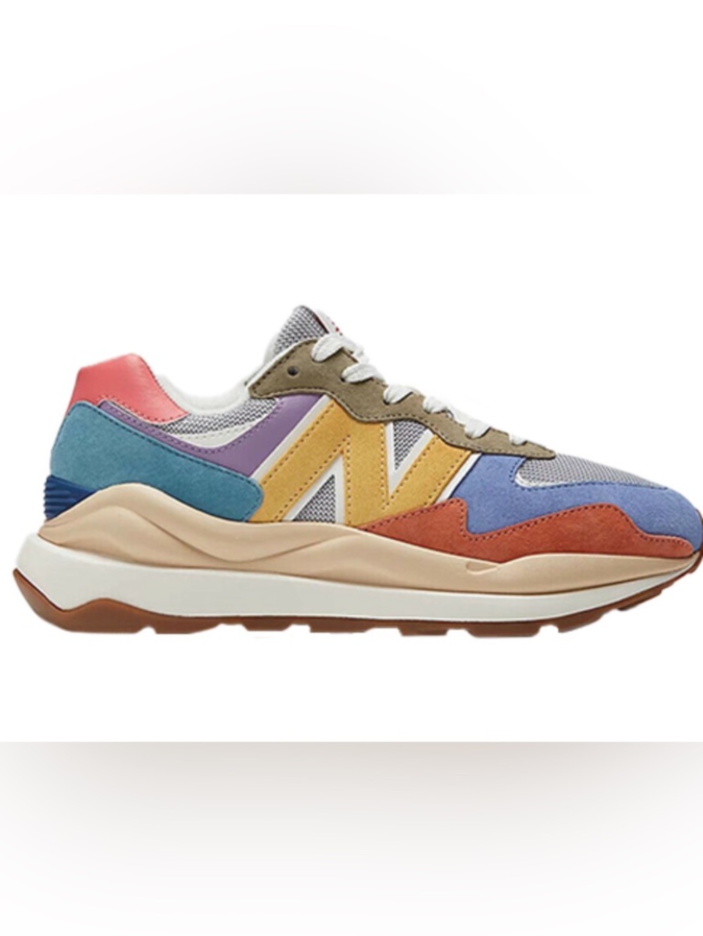 New Balance Women's Multicolor Suede & Mesh Sneaker - Blue, Yellow, Coral